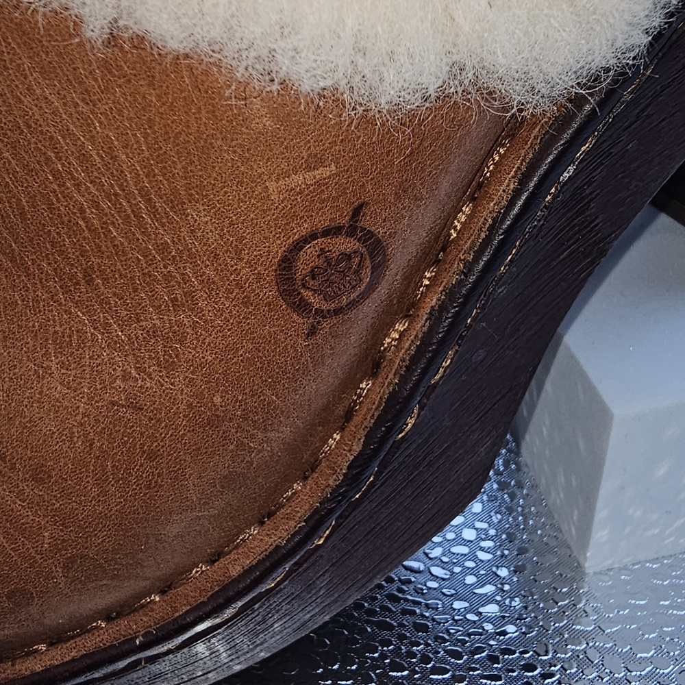 Born Shearling Lined Leather Mule Clogs Cognac Tan Size 9 - Picture 3 of 8